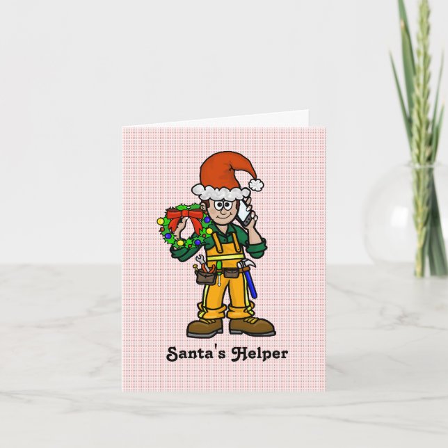 Construction Worker Santa Christmas Card (Front)