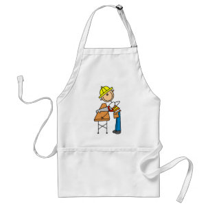 Construction Worker Sawing Board Apron