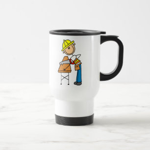 Construction Worker Sawing Lumber Gifts Travel Mug