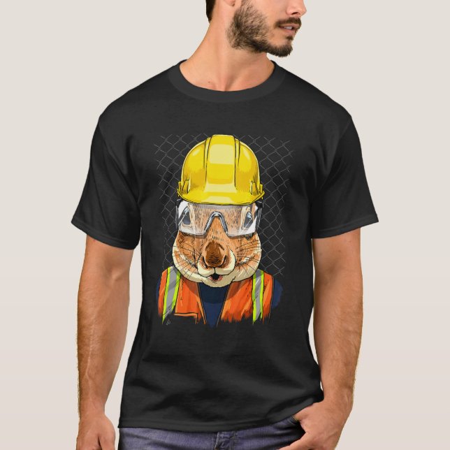 Construction Worker Squirrel Laborer Animal Squirr T-Shirt (Front)