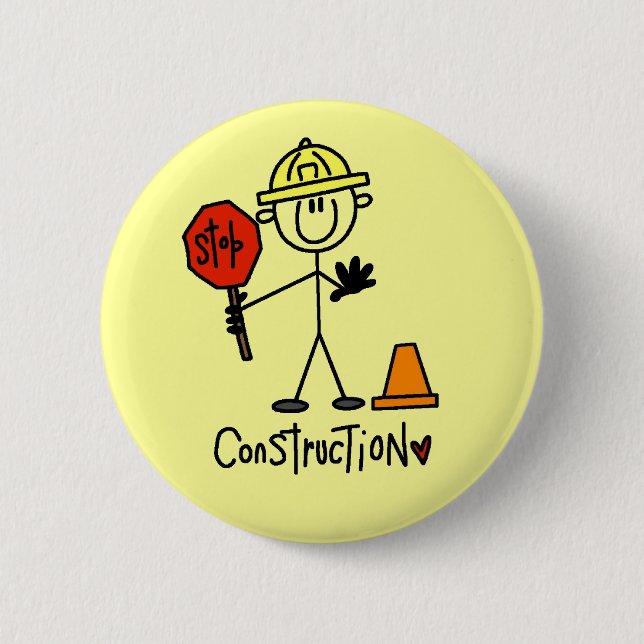 Construction Worker Stick Figure 2 Inch Round Button (Front)