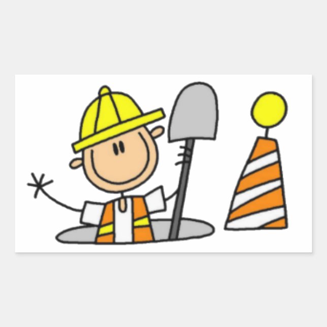 Construction Worker Stick Figure Sticker (Front)