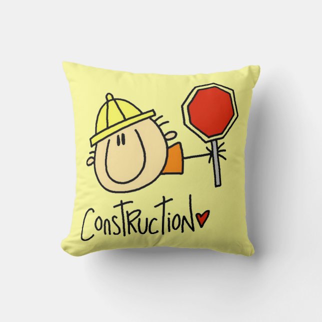 Construction Worker Throw Pillow (Front)