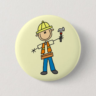 Construction Worker with Hammer 2 Inch Round Button