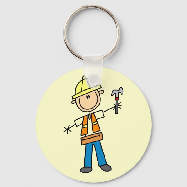 Construction Worker with Hammer Keychain (Front)