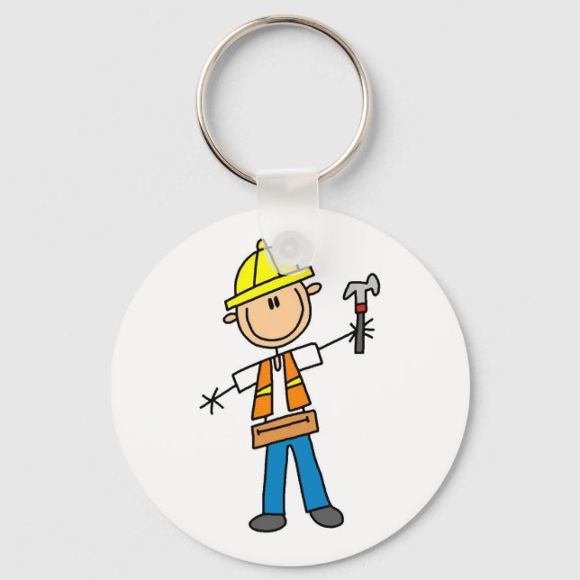 Construction Worker with Hammer Keychain (Front)