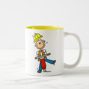 Construction  Worker With Jack Hammer Gifts Two-Tone Coffee Mug