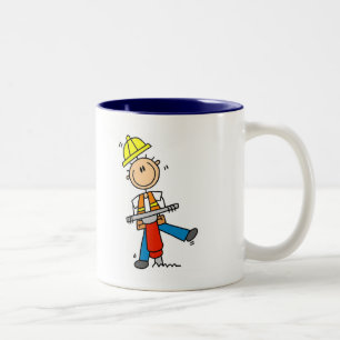 Construction Worker with Jack Hammer Two-Tone Coffee Mug