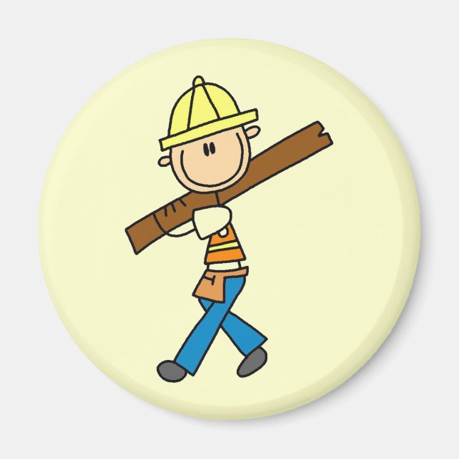 Construction Worker with Lumber Magnet (Front)