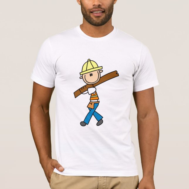 Construction Worker with Lumber T-Shirt (Front)