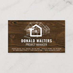 Construction Worker   Wood Blueprints  Business Card
