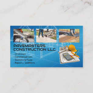 Construction Workers   Blue Prints Business Card