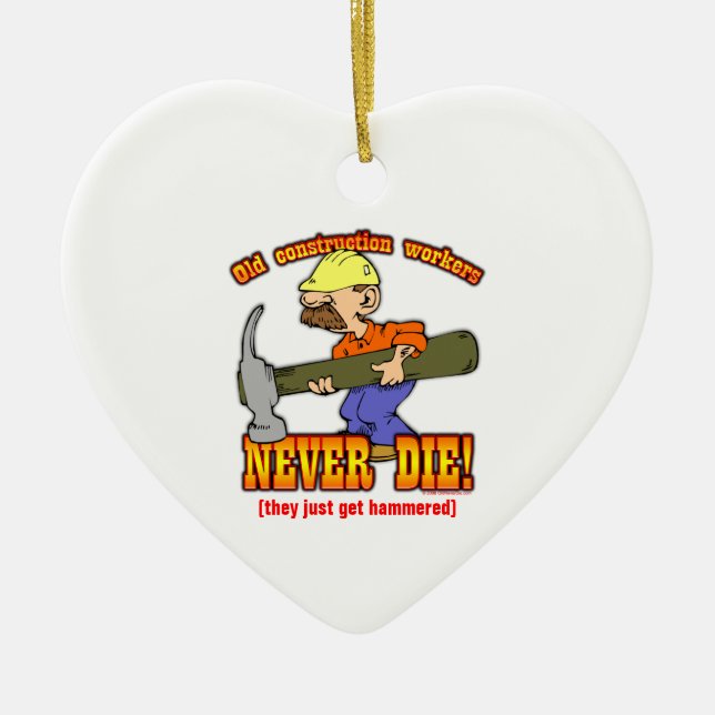 Construction Workers Ceramic Ornament (Front)