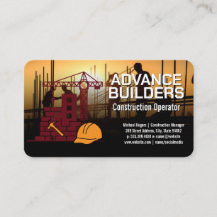 Construction   Workers on Site   Blue Collar Business Card