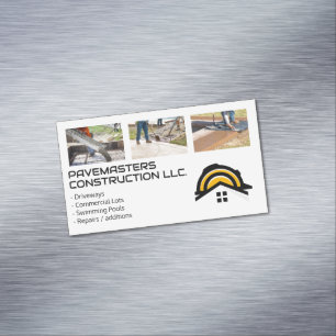 Construction Workers Paving Cement Magnetic Business Card