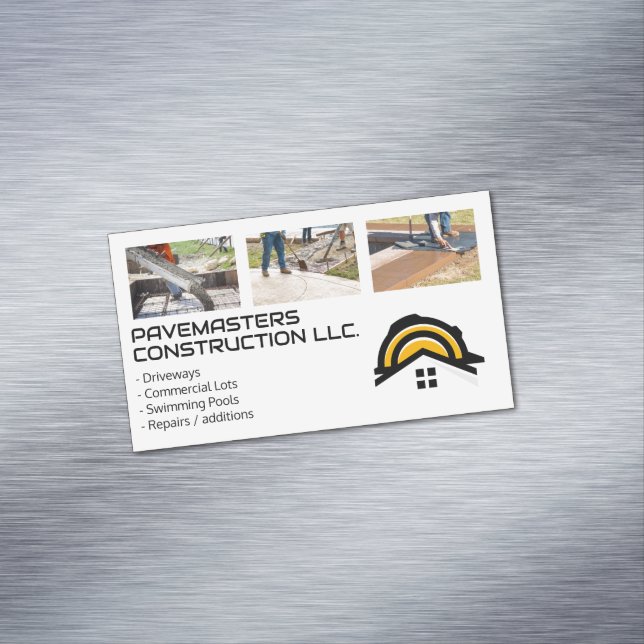 Construction Workers Paving Cement Magnetic Business Card (In Situ)