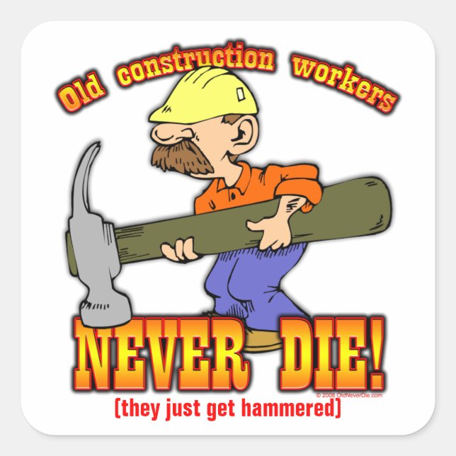 Construction Workers Square Sticker (Front)