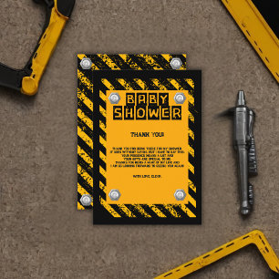 Construction Yellow & Black Baby Shower Thank You Card