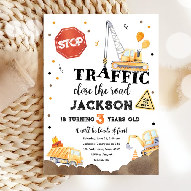 Construction Yellow Dump Truck Boy Birthday Invita Invitation (Creator Uploaded)