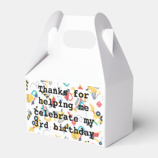 Construction yellow trucks car 3rd birthday  favor box