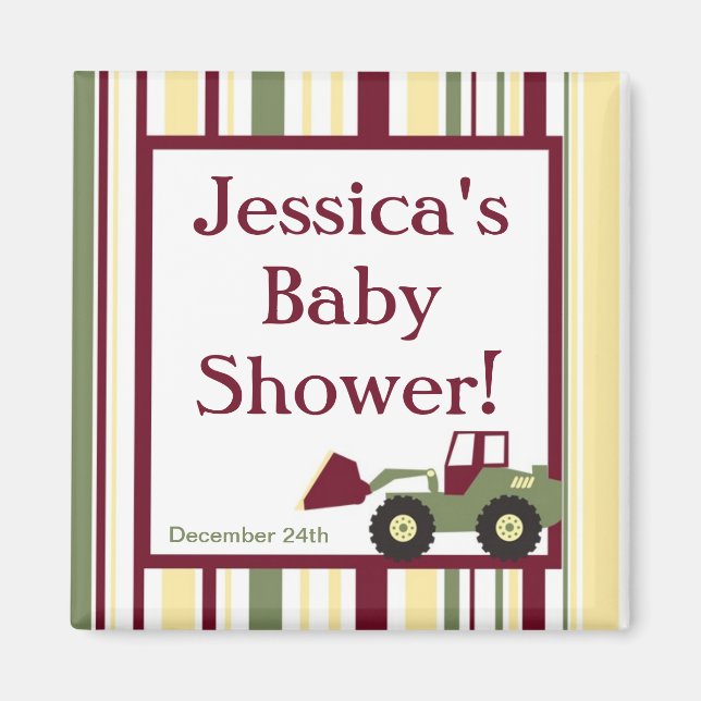 Construction Zone Baby Shower Favour Magnet (Front)