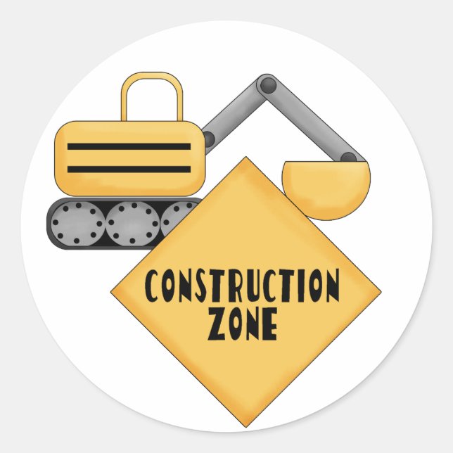 Construction Zone Tshirts and Gifts Classic Round Sticker (Front)