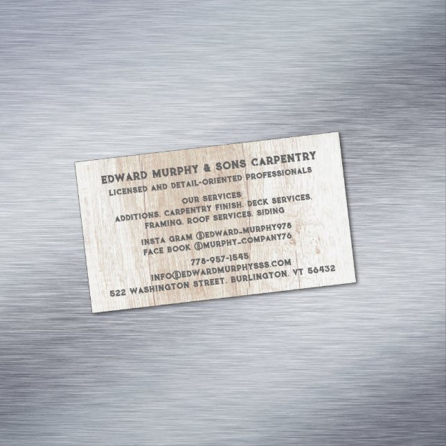 Constructions Carpentry Magnetic Business Card (In Situ)