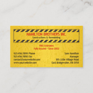 Constructions Handyman Business Card
