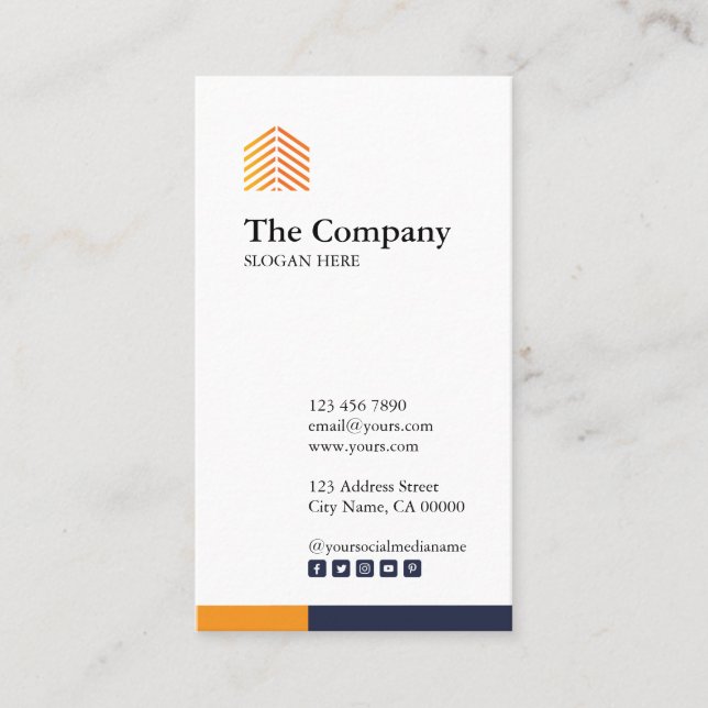 Constructor Architect Social Vertical BusinessCard Business Card (Front)