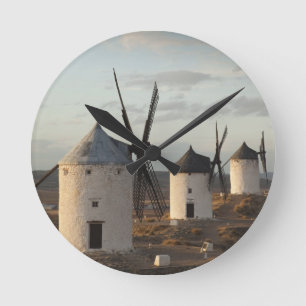 Consuegra, antique La Mancha windmills 5 Round Clock