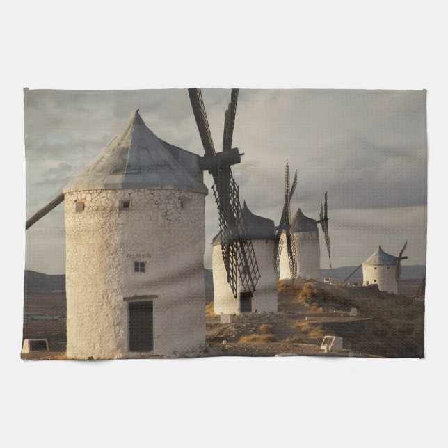 Consuegra, antique La Mancha windmills Kitchen Towel (Horizontal)