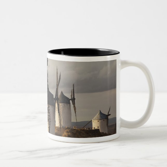 Consuegra, antique La Mancha windmills Two-Tone Coffee Mug (Right)