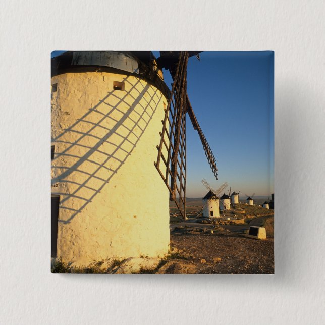 Consuegra, La Mancha, Spain, windmills and 2 Inch Square Button (Front)