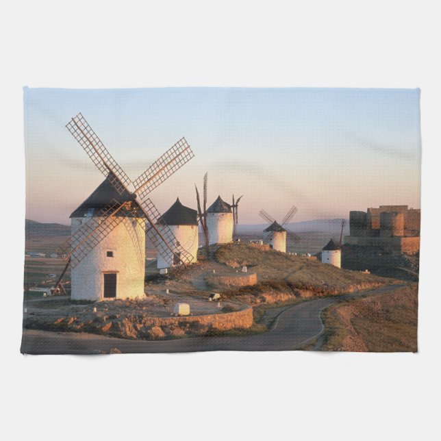 Consuegra, La Mancha, Spain, windmills Kitchen Towel (Horizontal)
