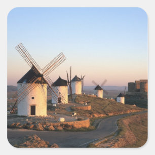 Consuegra, La Mancha, Spain, windmills Square Sticker