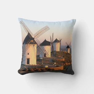 Consuegra, La Mancha, Spain, windmills Throw Pillow