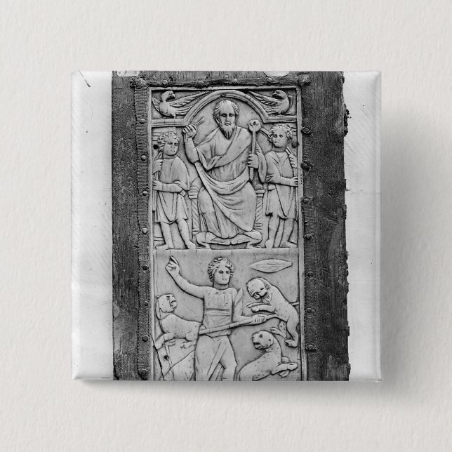 Consular diptych of Aetius, left hand panel 2 Inch Square Button (Front)