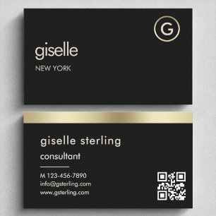 Consultant Black QR Code Gold Foil Business Card
