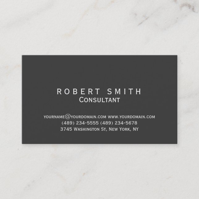 Consultant gris unique Carte de visite standard (Devant)