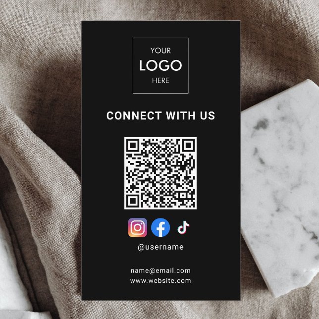 Consultant Logo Modern Black QR Code Business Card (Creator Uploaded)