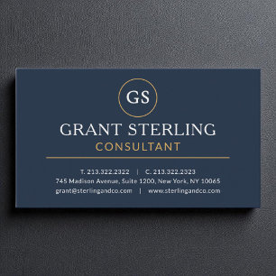 Consultant Navy Blue Gold Luxury Modern Business Card