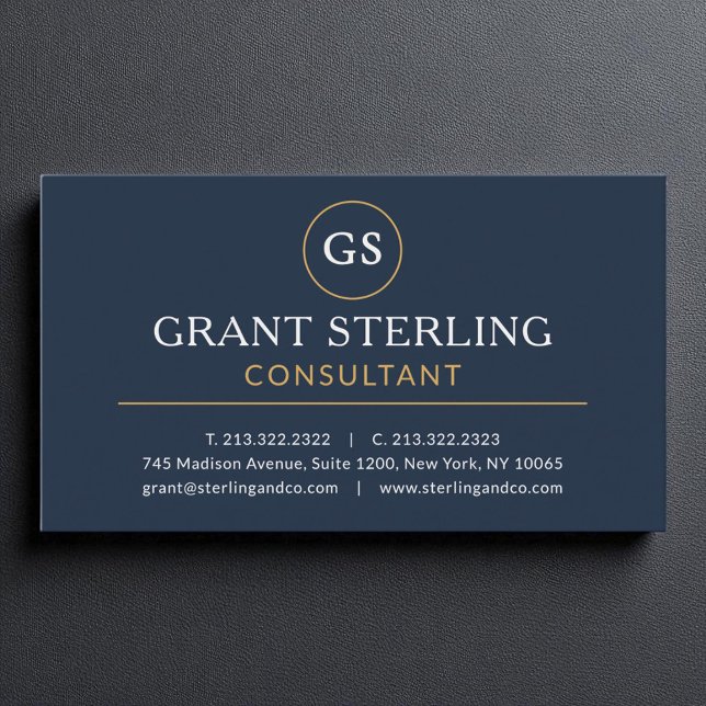 Consultant Navy Blue Gold Luxury Modern Business Card (Creator Uploaded)
