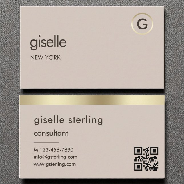 Consultant QR Code Faux Gold Foil Monogram  Business Card (Creator Uploaded)