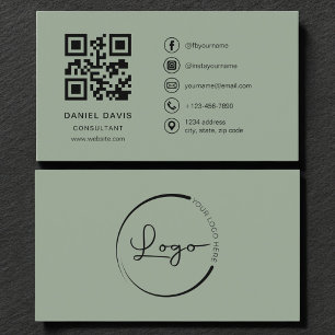 Consultant Sage Green Logo QR Code Business Card