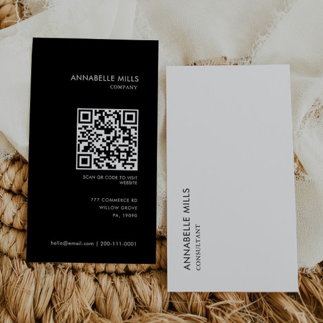 Consultant Vertical Minimalist Simple Qr Code Business Card (Creator Uploaded)