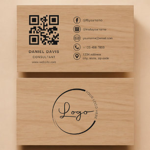 Consultant Wood Professional QR Code Business Card