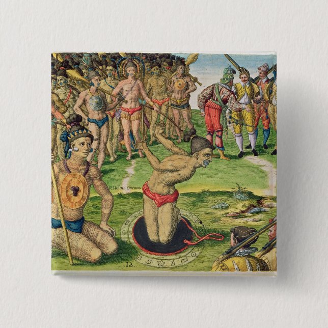 Consulting a Sorcerer, from 'Brevis Narratio' 2 Inch Square Button (Front)