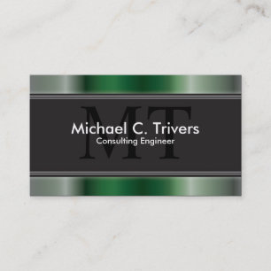 Consulting Engineer Business Card Green Monogram