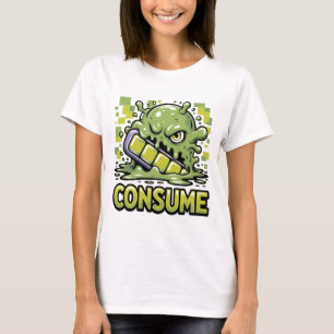Consume Monster Eating Phone Funny Social Commenta T-Shirt