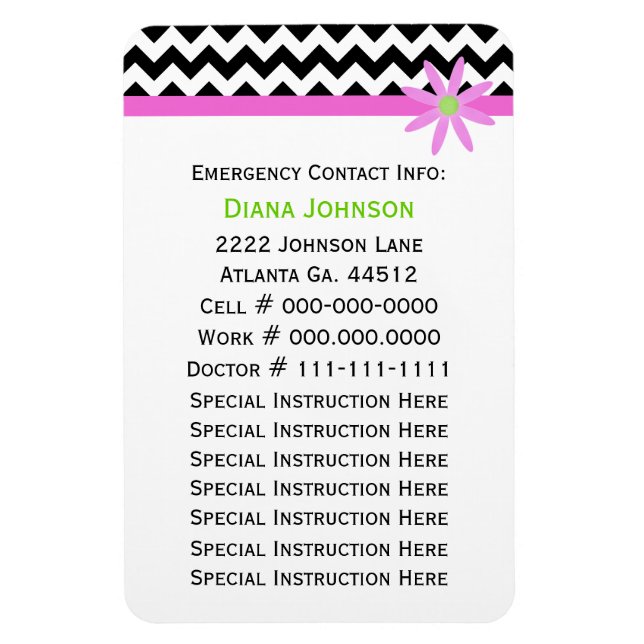 Contact d'urgence : Babysitter Premium Magnet (Vertical)